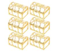 RUNROTOO Petite Boîte à Bonbons Vintage en Plastique Doré, Coffret Pirate Portable pour Mariage et Engagement, Lot de 6 Pièces Léger et Pratique