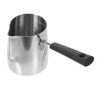 RUNROTOO Pichet Accessoire Barista Café en Acier Inoxydable 350ml à Mousser le Lait Poignée Ergonomique Argenté Solide pour Cappuccino Art