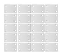 RUNROTOO Plaques de Jonction Plates Design Droit Lot de 20 en Acier Inoxydable Argenté Support de Meuble 4 Trous Stabilité et Renfort Supplémentaires pour Bois