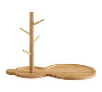 RUNROTOO Plateau à Clés en Bois de Caoutchouc Forme Gourde Créative pour Table Entrée, Support de Bague et Porte Bijoux, Organiseur Pratique pour Rangement Quotidien