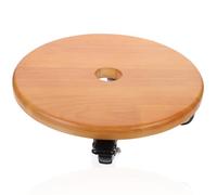 RUNROTOO Plateau à roulettes pour Pot de Fleurs Rond 28cm Orange | Caoutchouc et Bois, pour Vase Céramique ou Arbre en Pot, Usage Intérieur et Extérieur