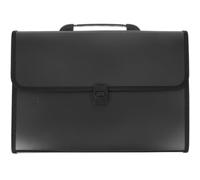 RUNROTOO Pochette de Classement en Abs Noir Type Accordéon Poignée, Organiseur de Documents Grand Format pour Maison et École, Dossier Rangement Documents Pratique et Élégant
