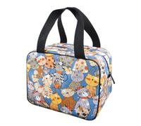 RUNROTOO Pochette Déjeuner Isotherme Portable Grand Format Bento Pratique et Légère Fourre-tout Repas Grande Capacité pour Étudiants et Bureau Motif Chat Pudding Bleu