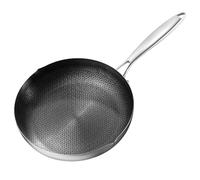 RUNROTOO Poêle en Acier Inoxydable Surface, Poignée Ergonomique Résistante Chaleur, pour Barbecue et Grill, Ustensile Cuisine Solide et Anti-adhérent