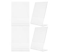 RUNROTOO Porte-menu et porte-affiches de table 4pcs en acrylique transparent T-shape 15x10cm pour bureaux et restaurants avec support durable et visibilité améliorée