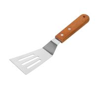 RUNROTOO Spatule Métallique Inox avec Manche Bois Résistante Haute Température Large Surface pour Cuisson et Barbecue Spatule Professionnelle pour Cuisine et Grill
