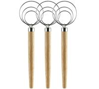 RUNROTOO Œufs Ergonomique Manche en Bois de Chêne 9 Pouces, Batteur à Œufs Manuel en Acier Inoxydable, Cuisine et Pâtisserie, Confortable à Tenir