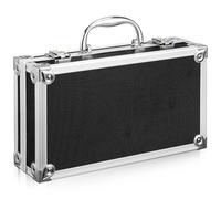 RUNROTOO Valise à Instruments en Alliage D'aluminium Noir avec Serrure, Boîte à Outils Portable Résistante aux Chocs Vol, Mallette de Rangement pour Outils Sécurisée
