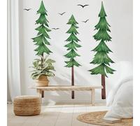 Runtoo Grands stickers muraux en forme de pin vert forêt pour salon, chambre à coucher, chambre d'enfant