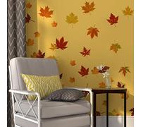 Runtoo Sticker Muraux Feuilles d'érable Autocollant Mural Nature Amovible Deco Stickers Fenetre Chambre Enfant Bébé Salon Decoration