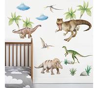 Runtoo Stickers Muraux Dinosaure Enfant Autocollant Mural Animaux Dino Tropicales Deco Stickers Chambre Enfants Bébé Fille Garçon Décoration