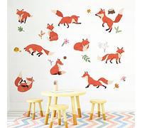 Runtoo Stickers Muraux Enfants Renard Autocollant Mural Animaux de la Forêt Deco Stickers Chambre Enfants Bébé Décoration