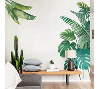 Runtoo Stickers Muraux Feuilles de Palmier Autocollant Mural Plantes Tropicales Deco Stickers Chambre Enfants Bébé Salon Décoration