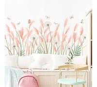 Runtoo Stickers Muraux Fleurs Rose Autocollant Mural Roseaux Pissenlit Deco Stickers Salon Chambre Enfants Bébé Décoration