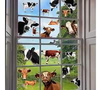 Runtoo Stickers Muraux Humoristiques Vache Autocollant Mural Animaux de la Ferme Deco Stickers Fenêtre Salon Chambre Enfants Décoration