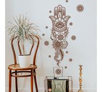 Runtoo Stickers Muraux Islam Mandala Autocollant Mural Fatima Beige Deco Stickers Salon Salle de Bain Chambre Décoration