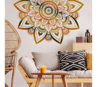 Runtoo Stickers Muraux Mandala Geant Autocollant Mural Fleurs de Lotus Doré Deco Stickers Salle de Bain Salon Chambre Enfants Bébé Décoration