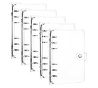 runxsam 5 pcs classeurs A6 à 6 trous, PVC transparent, rechargeables | Fermeture à pression; 6 trous A6; feuilles/pochettes mobiles; PVC durable; pour journal, école, bureau.