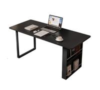 RUNZE765Z Bureau Classique Bureau Moderne avec Porte-revues Vertical à 2 Niveaux, Bureau d'étude Plateau en Dalle de Pierre, Table for Ordinateur Portable, Noir pour écrire(M)