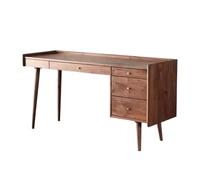 RUNZE765Z Bureau Classique Walnut Wood Laptop Desk Writing with Storage, Modern Home Office Workstation with 4 Drawers pour écrire(M)