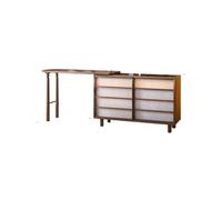 RUNZE765Z Coiffeuse Vanité de Maquillage en Bois Noyer Noir avec Coiffeuse Extensible et Commode Rangement Commode