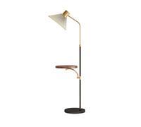 RUNZE765Z Haute Lampadaire sur pied de style moderne avec plateau en bois | Lampe sur pied moderne à intensité variable for salon, chambre à coucher, bureau(Noir)
