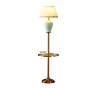 RUNZE765Z Haute Table d'appoint et lampadaire LED en verre métal, Vintage traditionnel