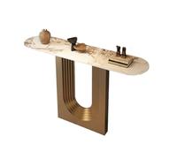 RUNZE765Z Table d'appoint Table décorative de Panneau en Pierre Couloir Salon Partie supérieure du comptoir d'entrée d'acier Inoxydable pour Le Couloir(Grand)