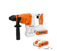 RURIS RMX2813 Marteau Perforateur sans Fil SDS Plus Brushless 20V 4Ah 2,8J | Impact 2,8 J, 5100 bpm. 4 fonctions dont burinage et VarioLock. Beton 26 mm. 2,7 kg. Batterie 2400e USB-C + 3 forets
