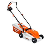 RURIS Tondeuse à Gazon Électrique RXE1200 1200W, Largeur de Coupe 320 mm, Hauteur Réglable 25/45/60 mm, Bac de Ramassage 30 L, 3100 TR/Min, Orange