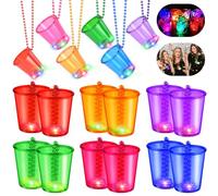 RURIZHONGTIAN Lot de 12 verres à shot LED avec chaîne, verres à shot à suspendre LED, verres de fête colorés et lumineux avec chaîne, collier pour carnaval, fête de jeune fille, décoration