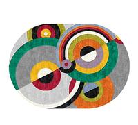 Rururug Ovale Tapis de Passage Couloir Salon entrée Moquette décoration d'intérieur Tapis Lavable antidérapant Chevet cheminée, Lignes de Demi-Cercle Multicolores,Oval 70 x 120 cm