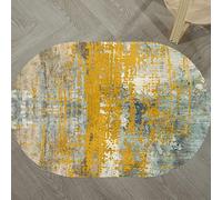 Rururug Ovale Tapis Poils Courts, Moderne Salle de séjour, Chambre Salon, Chambres ou séjours,Kaki pâle, Gris Ciment, Bleu Vert, Orange Jaune,Cyan,Oval 80 x 150 cm