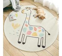 Rururug Tapis Chambre Enfant Bebe Fille Garcon Rond Ø 130 cm Dessin animé Mignon Girafe Tapis Rampant pour Bébé Grand Tapis Doux Petite Chambre d'enfant Salon