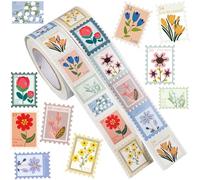 Rusokufo 1000 Pièces Timbres Floraux Autocollants Rouleau 2 Bobines Stickers Botaniques pour Agenda Journal Album Cartes