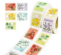 Rusokufo 1000 Pièces Timbres Floraux Autocollants Rouleau, 2 Rouleaux, Stickers À Thème Botanique pour Enfants, Albums De Collection, Agendas, Journaux Intimes, Enveloppe