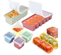 Rusokufo Boîte à glaçons en silicone avec couvercle, ensemble de 6 pièces - 4×125 ml portions individuelles, 3×125 ml moule combiné & 6×100 ml caisse à congeler, contenan