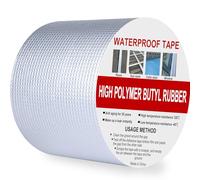 Rusoz Large Ruban Etancheite Toiture Butyle 100mm x 5m, Bande Etancheite Autocollante Fissure de Surface, Rouleau Bitume Toiture Écart pour Réparer le Toit, Bitume, Correctifs Imperméables