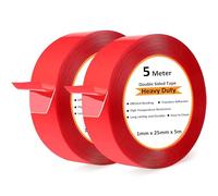 Rusoz Ruban Adhesif Double Face Extra Fort, 2 Rouleaux de Adhésif Double Face Transparent Multifonctionnel étanche Longueur 5m, Largeur 25mm Double Sided Tape pour Murs, Plastique, Métal