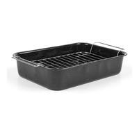 Russell Hobbs® CW9161 Romano Vitreous Enamel 34 cm Plat à Rôtir avec Grille, Plaque à Four Rectangulaire, Acier Émaillé Vitrifié, Résistant au Four Jusqu'à 230°C/Thermostat 8, Noir
