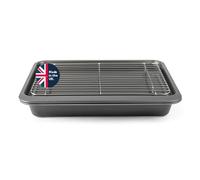 Russell Hobbs Ensemble de 7 Pièces Empilables pour Pâtisserie - Antiadhésif, Plaque de Cuisson, Rôtissoire, Moules/Plaques à Pâtisserie, Acier au Carbone, Grille de Cuisson en Acier Inoxydable.