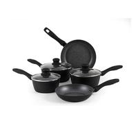 Russell Hobbs RH02814EU7 Lot de cinq casseroles et poêles, poêles à frire 20/24 cm et casseroles 16/18/20 cm, antiadhésives, compatibles induction, couvercles en verre, Metallic Marble, aluminium