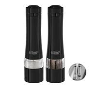 Russell Hobbs Set Moulins à Sel et Poivre électrique [2 Moulins automatiques] Noir Acier Inox (Finesse de broyage réglable, Meules en Céramique, pour épices séchées, Eclairage LED) 28010-56