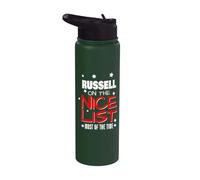 Russell On The Nice List Nom de Noël amusant Russell Stainless Steel Insulated Water Bottle