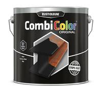 Rust-Oleum CombiColor® Original Couche de finition, Peinture monocouche pour protection des métaux (Pot 2.5L, Noir mat)