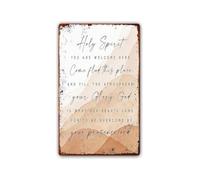 Rustic Metal Sign Holy You Are Welcome Here Worship Song Lyric Art Wall Decor Vintage Tin Poster Prayer Room Living Room 8 X 12 inch
