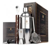 Rusty Barrel - Coffret à Cocktail Mayfair - Kit Cocktail avec Shaker Cocktail en INOX de Style Manhattan | Cocktail Shaker Kit, Kit Barman, Cocktail Kit Complet | dans Une Boîte Cadeau Luxueuse