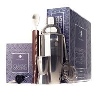 Rusty Barrel Kit Cocktail Manhattan avec Grand Shaker Cocktail en Inox de Style Manhattan, Pilon, Passoire, Verre Doseur Alcool, Verseur, Cuillère et Livre de Recettes - Dans une Boîte Cadeau Luxueuse