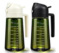 Rusudiy 2 Pièces Pulvérisateur et Distributeur 2-en-1 470ml - Spray Huile en Verre Anti-UV, Sans BPA, pour Cuisine, Salades, Barbecue et Friteuse d’Air