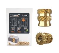 ruthex M2 insert fileté | 70 pièces RX-M2x4 douilles filetées en laiton | Écrou stable pour pièces en plastique |Utilisable dans les pièces en plastique imprimées en 3D par chaleur ou ultrasons